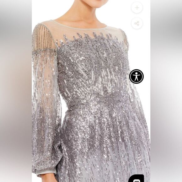 Mac Duggal 20307 Bishop Sleeve Sequin Dress Size 22 - Picture 3 of 13